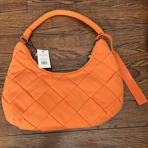 Jason Wu Nylon Woven Hobo Bag Vegan Leather Persimmon Orange $138 MSRP